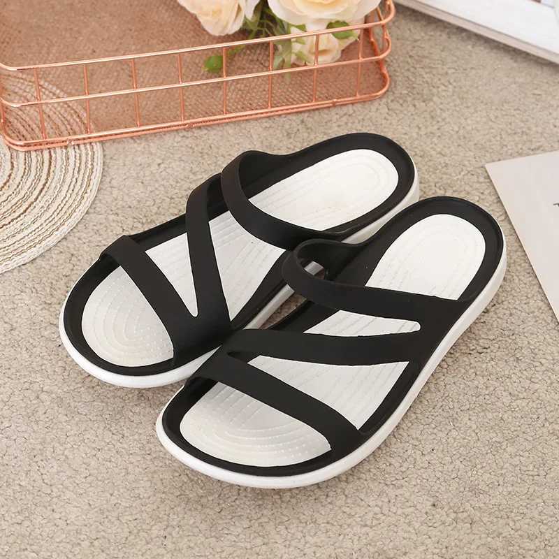 New Arrival Womens slippers flat bottomed round toe solid color sandals Korean casual non slip lightweight beach shoes sandals T250108