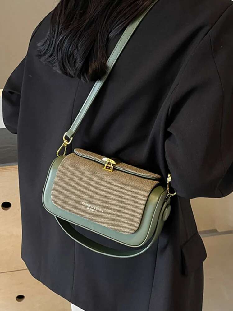 Korean Trendy Women Small Square 2024 Simple Flap Design PU Leather Crossbody Bag Lady Casual Handbags