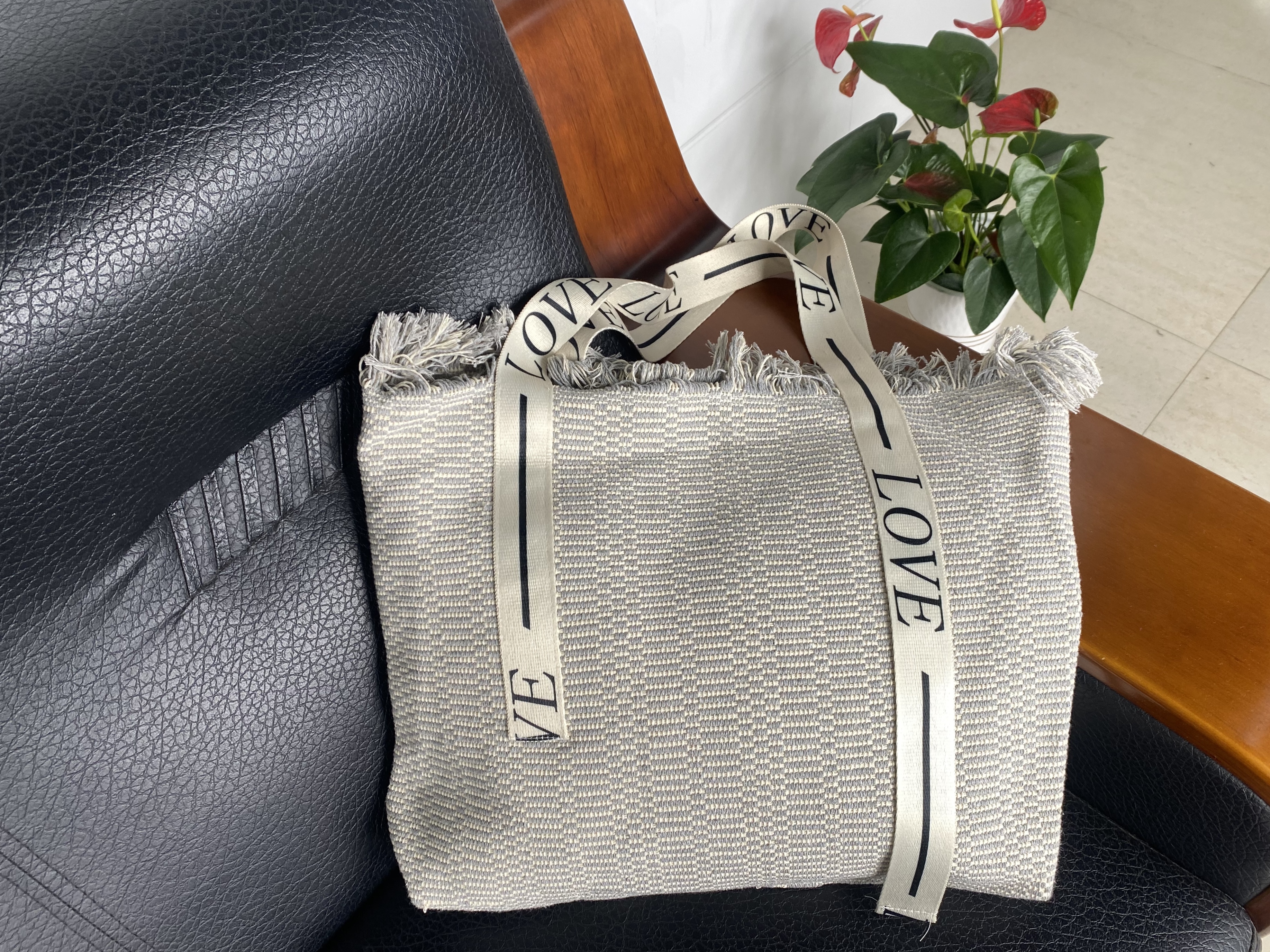 Handwoven Linen Crossbody Bag - Vintage Style Shoulder Strap Bucket Purse