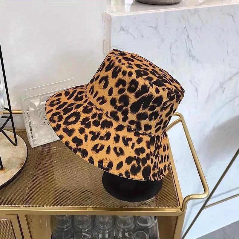 Leopard Print Bucket Hats Reversible Panama Breathable Sun Protection Fisherman Hat For Men Women Summer Sports Hiking Bob Cap 250107