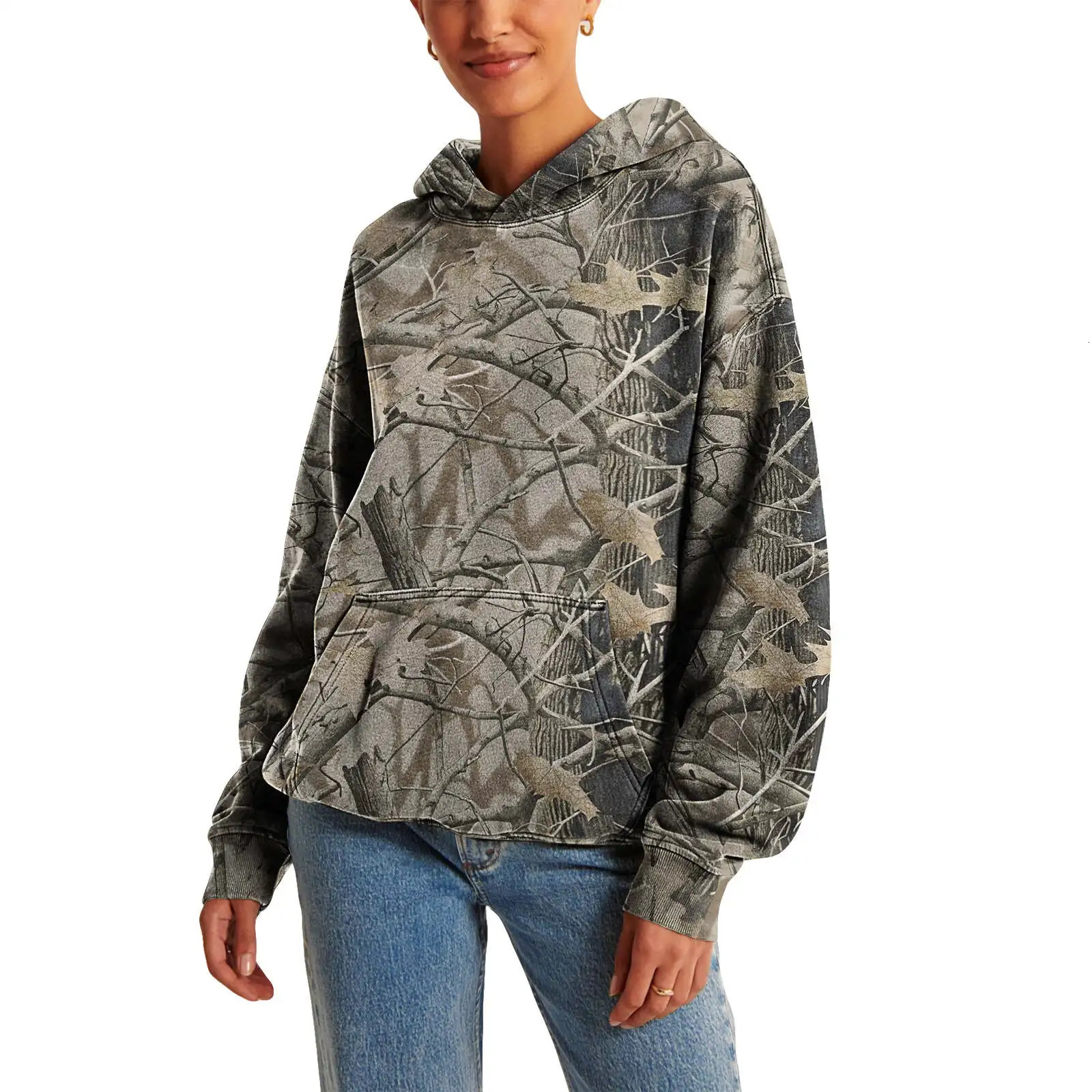 Y2K Retro Outdoors Hoodie Men Camouflage Pattern Disguise Sweatshirt High Street Hip Hop Streetwear Oversized Unisex Camo Hoodie 250107