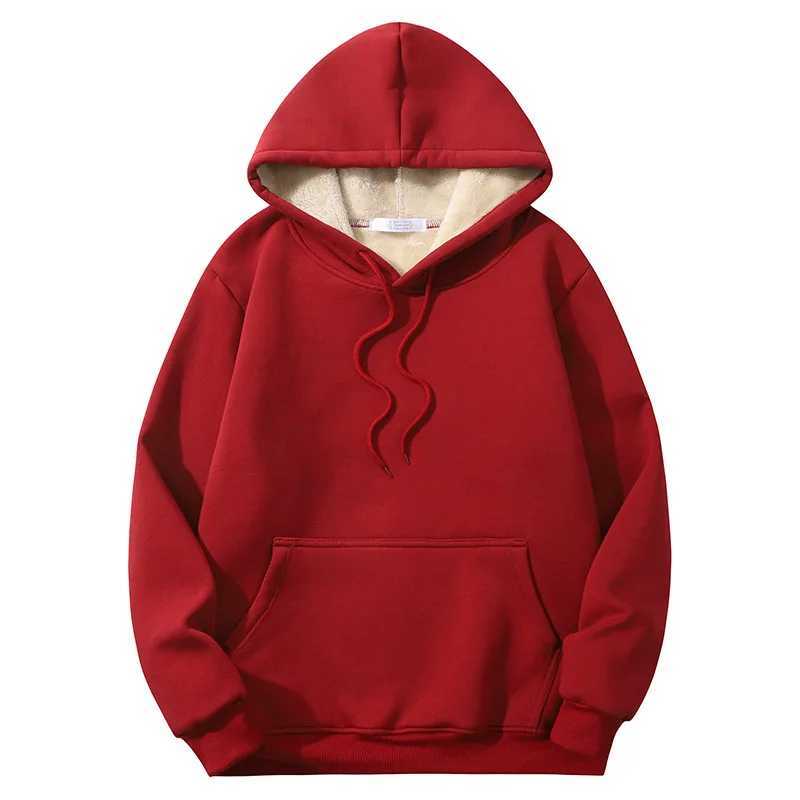 Winter Mens Long Sleeve Cashmere Hoodie Solid Color Loose Hoodie Warm Sweater Fashion Edition Wool Sports Hoodie W250108
