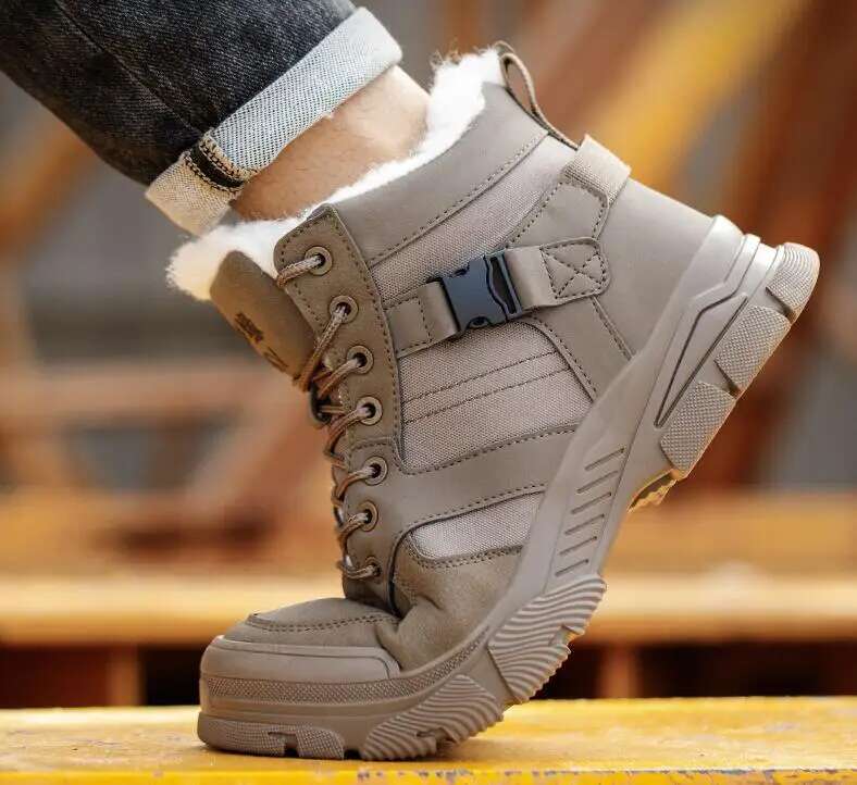 Ddmyoutdoor China Domestic Safety Men Plush Warm Winter Steel Toe Work Indestructible Shoes Puncture Proof Snow Boots