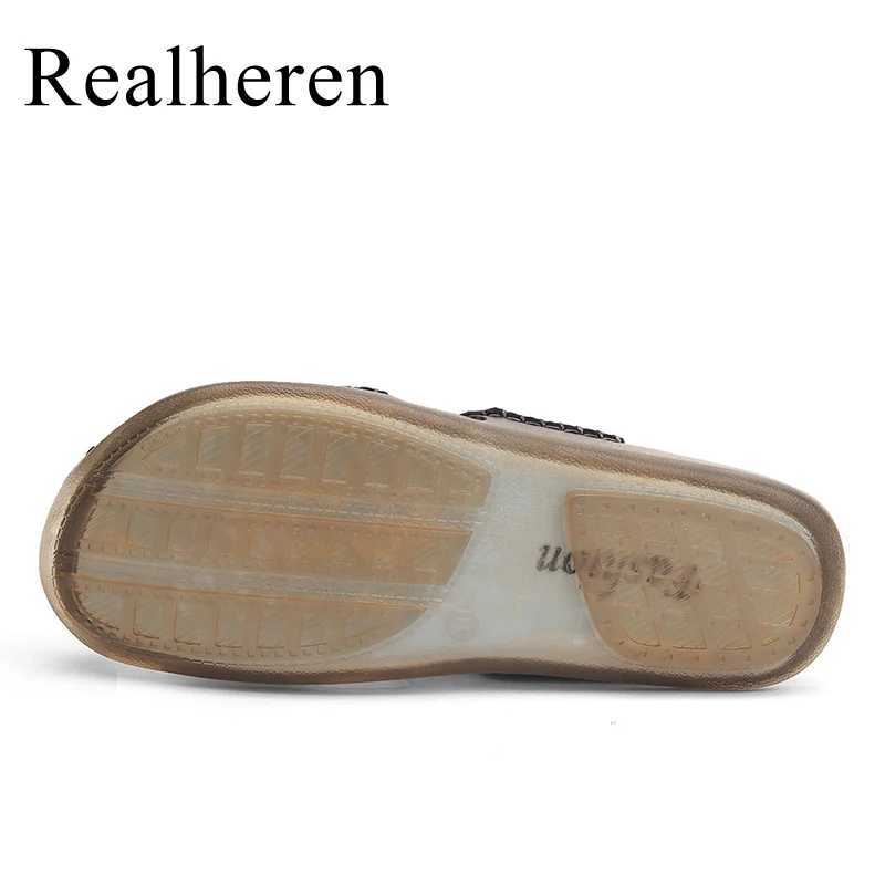New Arrival Mens leather flat slider outdoor indoor home slider sandals summer shoes large size 47 48 T250108