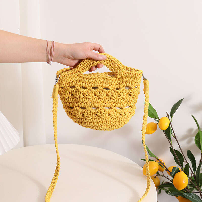Crossbody Cotton Thread Versatile Hollow Grass Woven Holiday Beach Bag Xiaoqing New Women's Bags