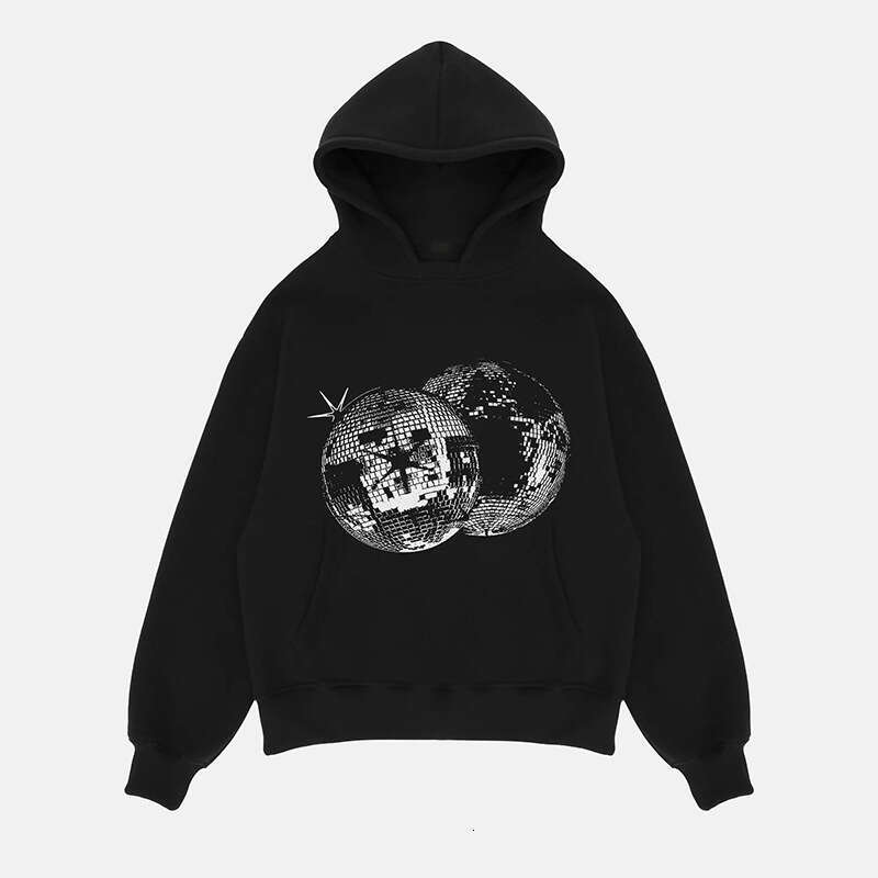 Y2K Hoodies Clothes Women Vintage Mirror Ball Print Autumn W
