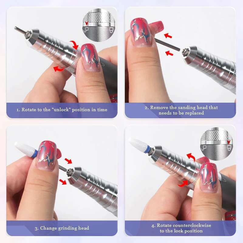 35000RPM Portable Electric Drill With LCD Display Rechargeable Nails Sander hine Nail File Pedicure Tool