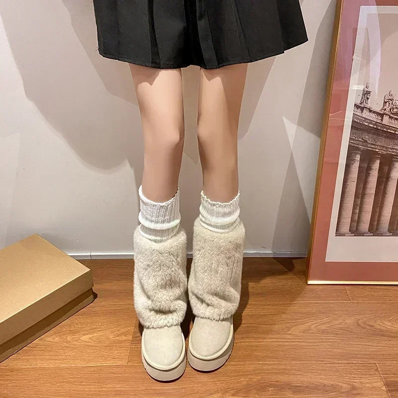 Winter Snow Boots Womens Thick Sole Fur Integrated Short Boots with Plush and Thickened Anti Slip and Warm Cotton Shoes 250106
