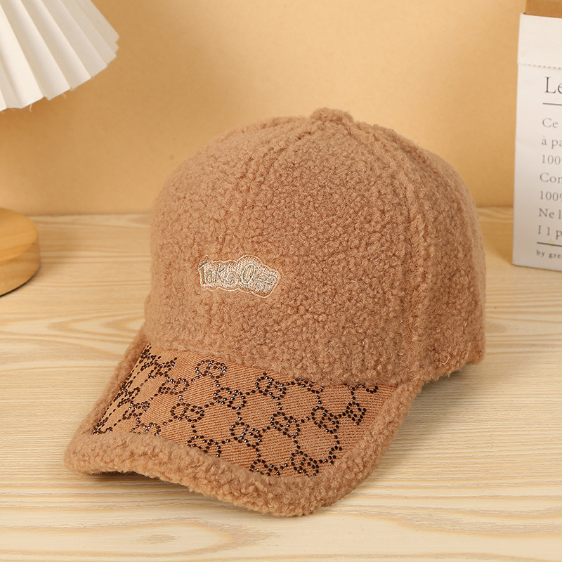 Winter tide thickened warm duck tongue cap ladies with solid color baseball cap Yangqi cold plush hat female models