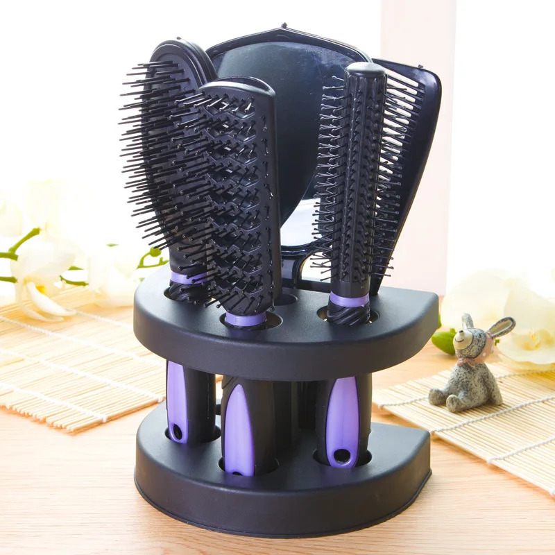 5-Pack Comb Brush Set with Mirror Hair Brush Holder Professional Massage Comb Cosmetic Hair Styling Tool Set 250106