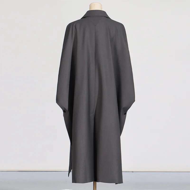 HKSH Fashion Trend Women's Long Windbreaker 2024 Autumn New Personalized Splicing Trench Design High Street Trendy Jacket Hk3066