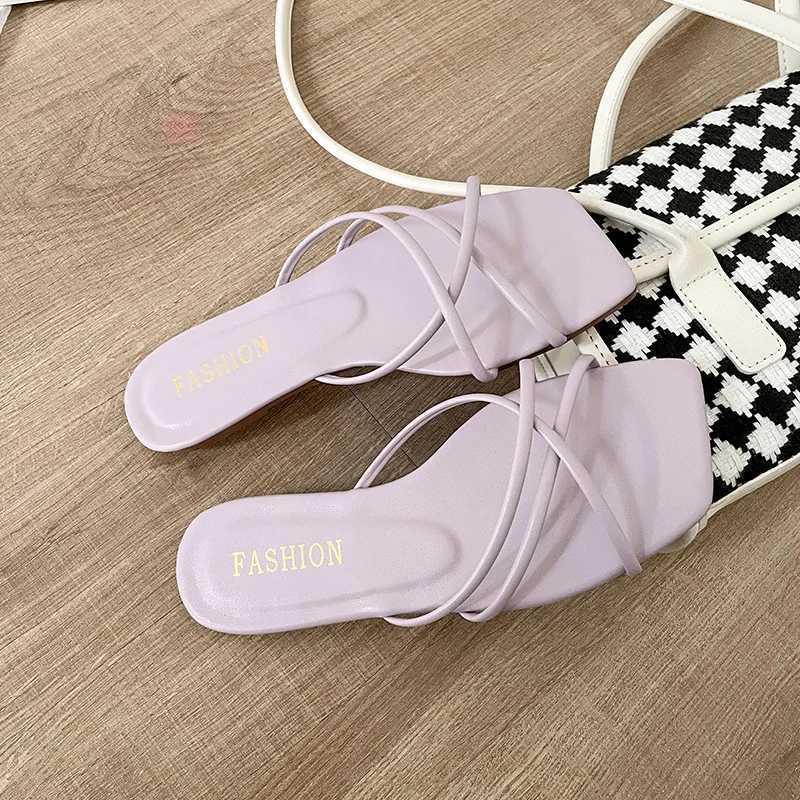 New Arrival Womens Shoes Plus Size 35-43 Summer Womens Shoes Outer Flat Slide Flip Casual Candy Color Sandals Zapatos De Mujer T250108