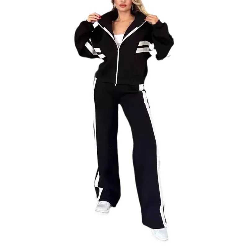 2025 New Zipper Top Set Womens Autumn 2-piece Set Casual Sports Pants Versatile Long Sports Shirt Coats Trouser W250108