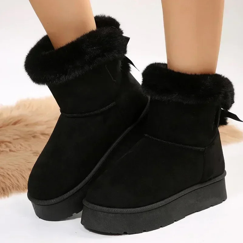 Women Boston Boots Snow Boots Winter 2024 Platform Boots Cashmere Warm Thick Soles Cotton Shoes for Women Zapatos De Mujer 250106