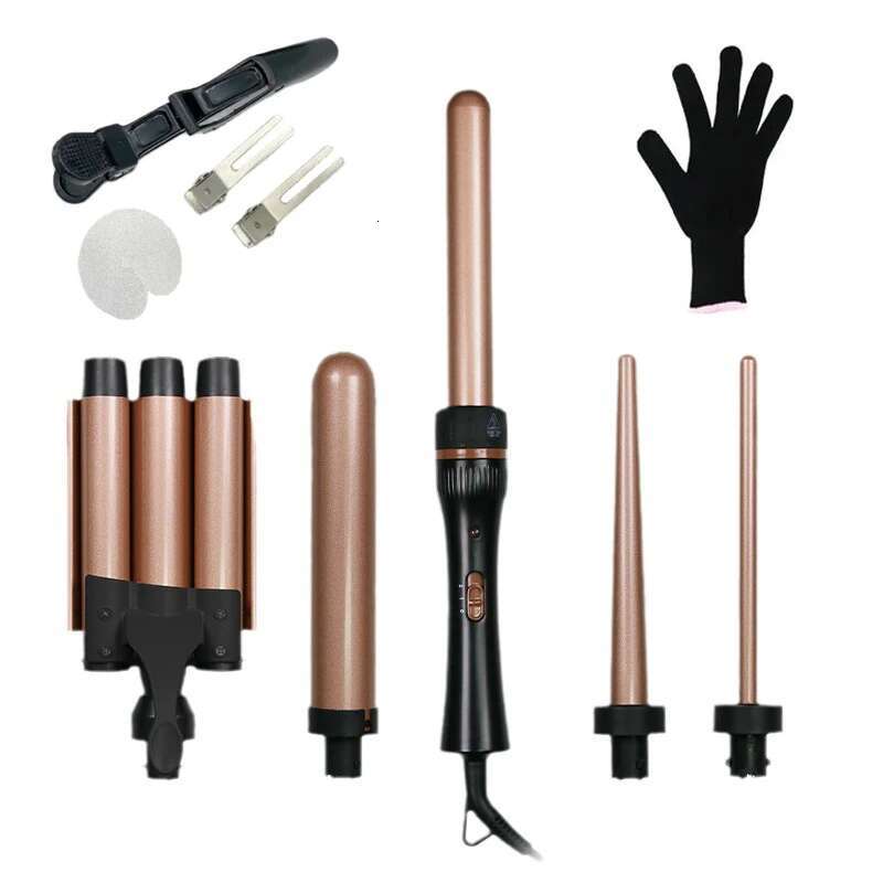 5 in 1 Curler Wand Set with 3 BarrelHair Crimper Fast Heating Waver Curg Iron Hair curlers for Women