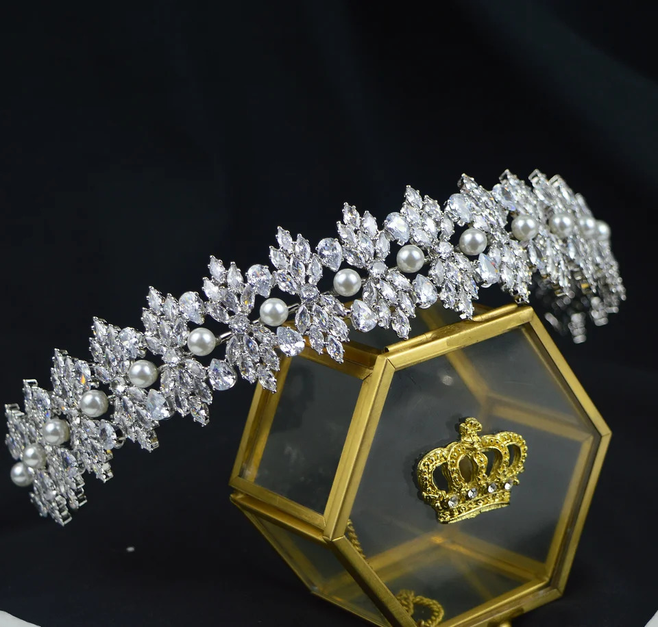 Bridal Headband Wedding Headdress Cubic Zirconia Bride Tiaras Crowns Women Diadem 15 Years Prom Hair Jewelry Headpieces 250107