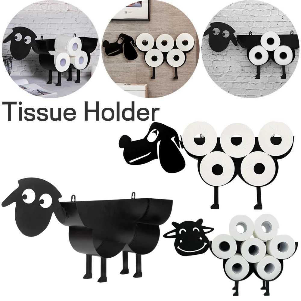 Metal sheep toilet paper roll holder black kitchen paper holder used for toilet paper holder shape decoration toilet paper holder Y250107