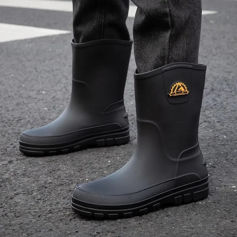 Rain Shoes Mens Non-slip Thick-soled Work Shoes Water Boots Short Rain Boots Fishing Shoes Rubber Shoes Waterproof Shoes 250106