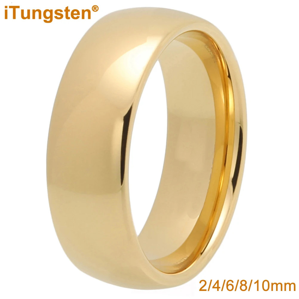 iTungsten 2mm 4mm 6mm 8mm 10mm Gold Plated Tungsten Ring For Men Women Couple Engagement Wedding Band Trendy Jewelry Comfort Fit 250107
