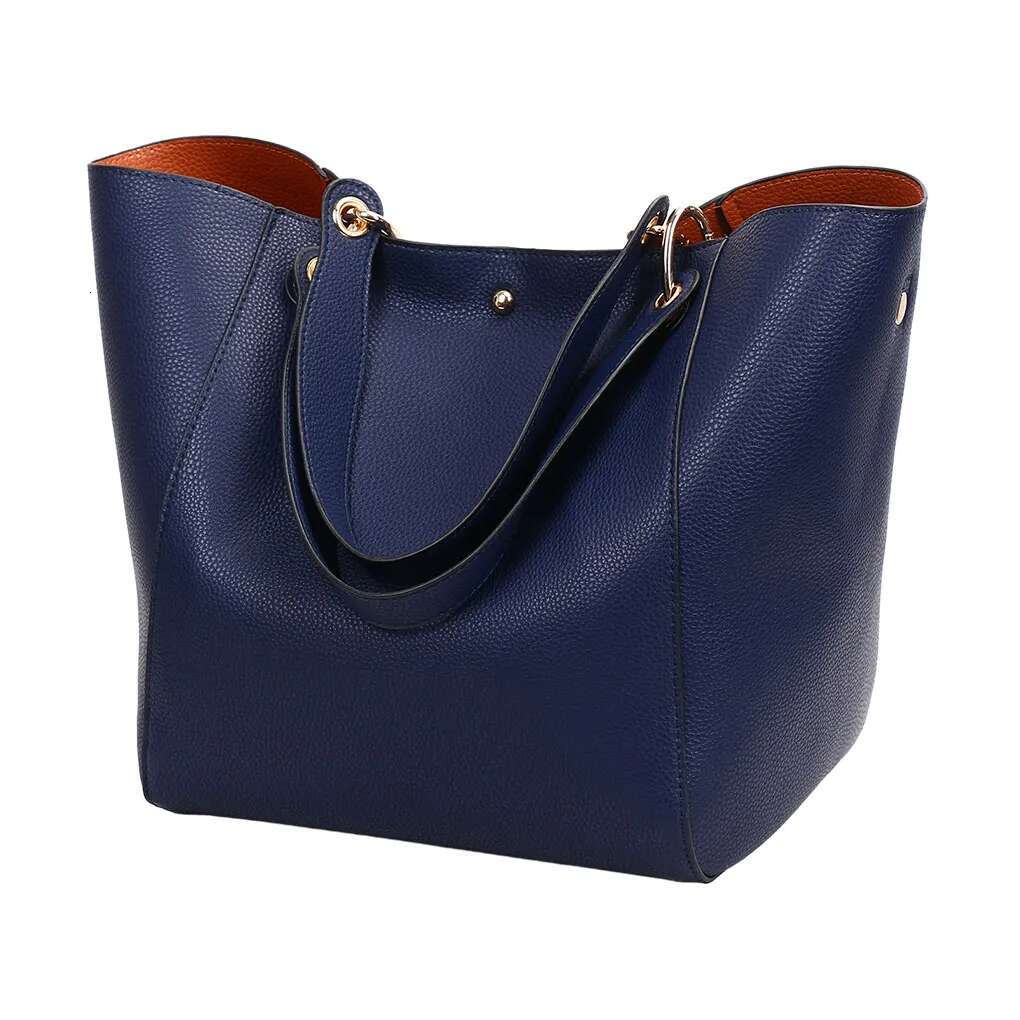 2Pcs PU Leather Large Capacity Tote Classic Womens Handbag With Hand Coin Purse Top-Handle Shoulder Bag