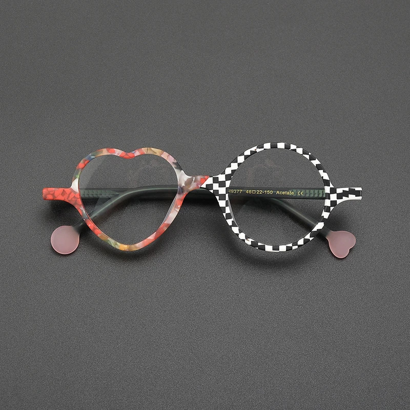 High quality individual hand frosted multicolor glasses frame heart-shaped sweet and cute fashion niche hip hop optical glasses 250107