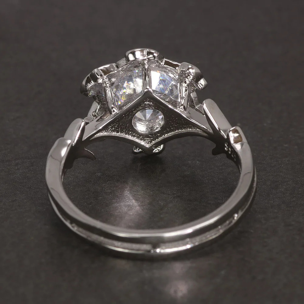 Genuine 925 Sterling Silver Ladies Ring The Galadriel Nenya Zircon Engagement Wedding Band Ring 250106