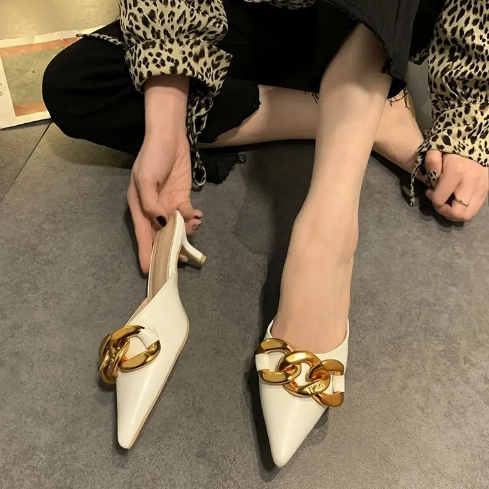 Summer Style Low Heels Womens Slippers Net Infrared Wear Fashion Thick Heel Ladies Slippers 250107