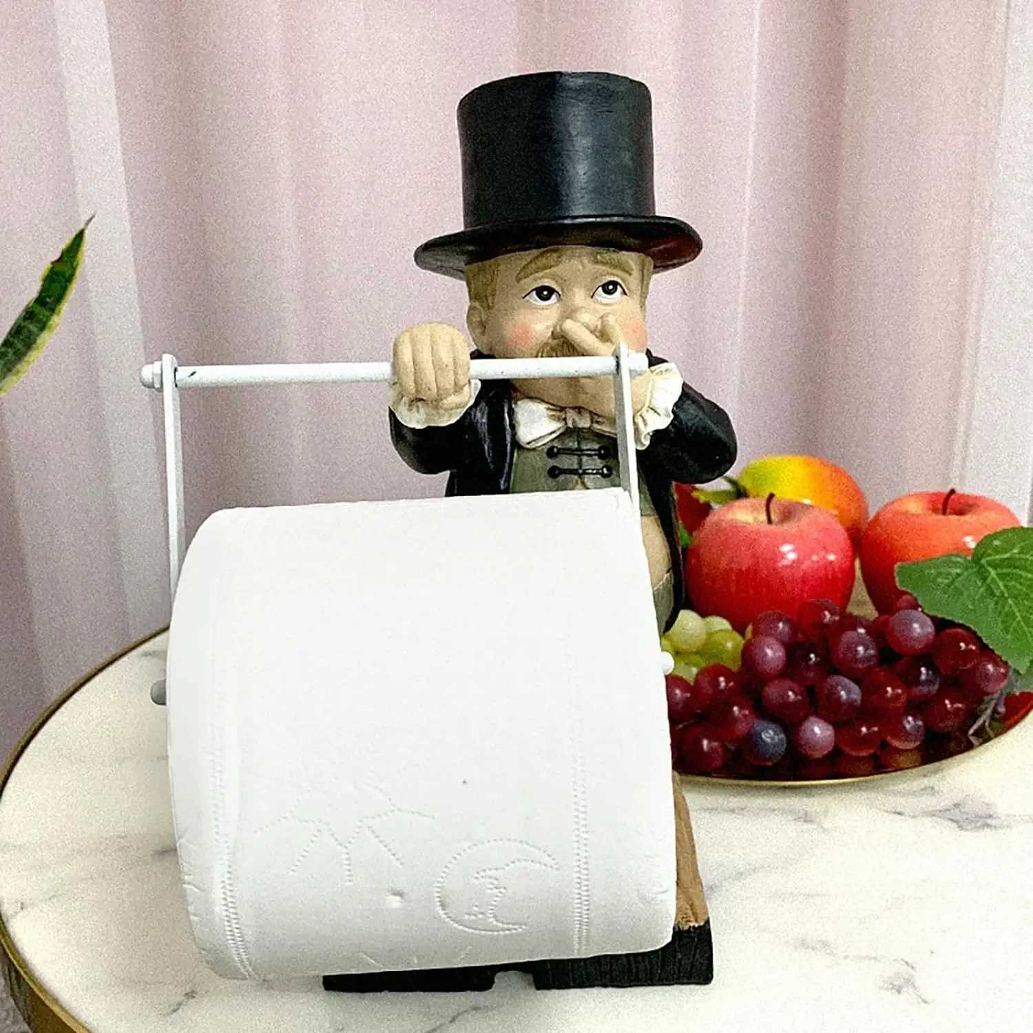 Toilet butler with roll paper holder resin handle bathroom paper holder super cute toilet decoration Y250107