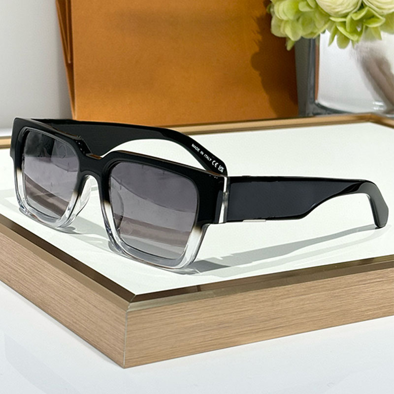 25SS Sleek Square Large Sunglasses 2178E Mens Letter Flower Black Sunglasses Black Acetate Rectangular Frame Vacation Leisure Style Designer Brand With Box 2178
