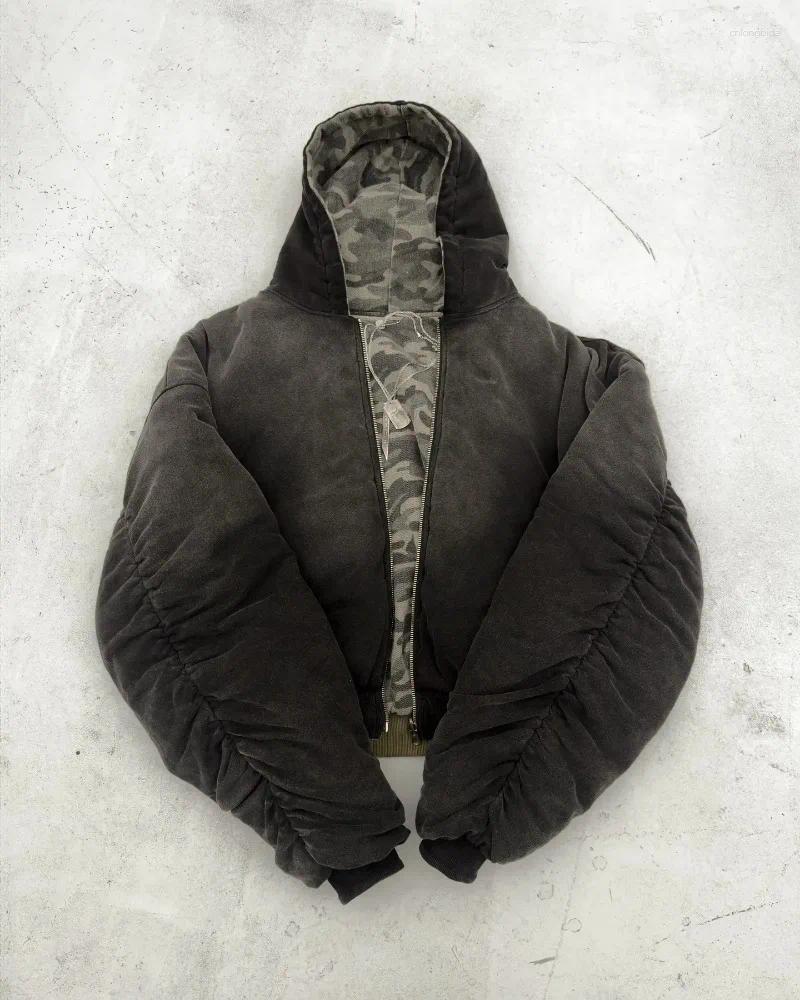 Mens Jackets Y2K Retro Camouflage Reversible Warm Jacket For Women And Men Street Coats Clothes Harajuku Hip-Hop Casual Wear
