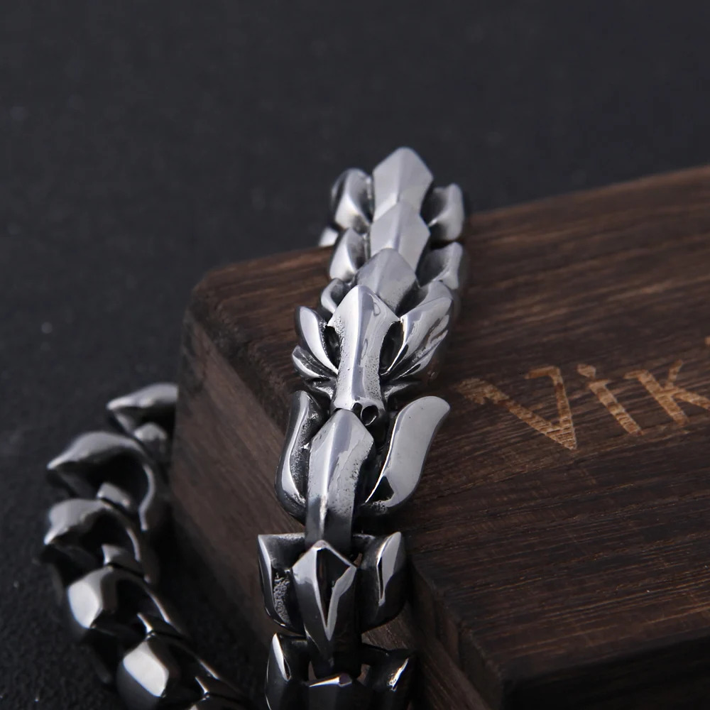 Viking Ouroboros vintage punk bracelet for men stainless steel fashion Jewelry hippop street culture 250107