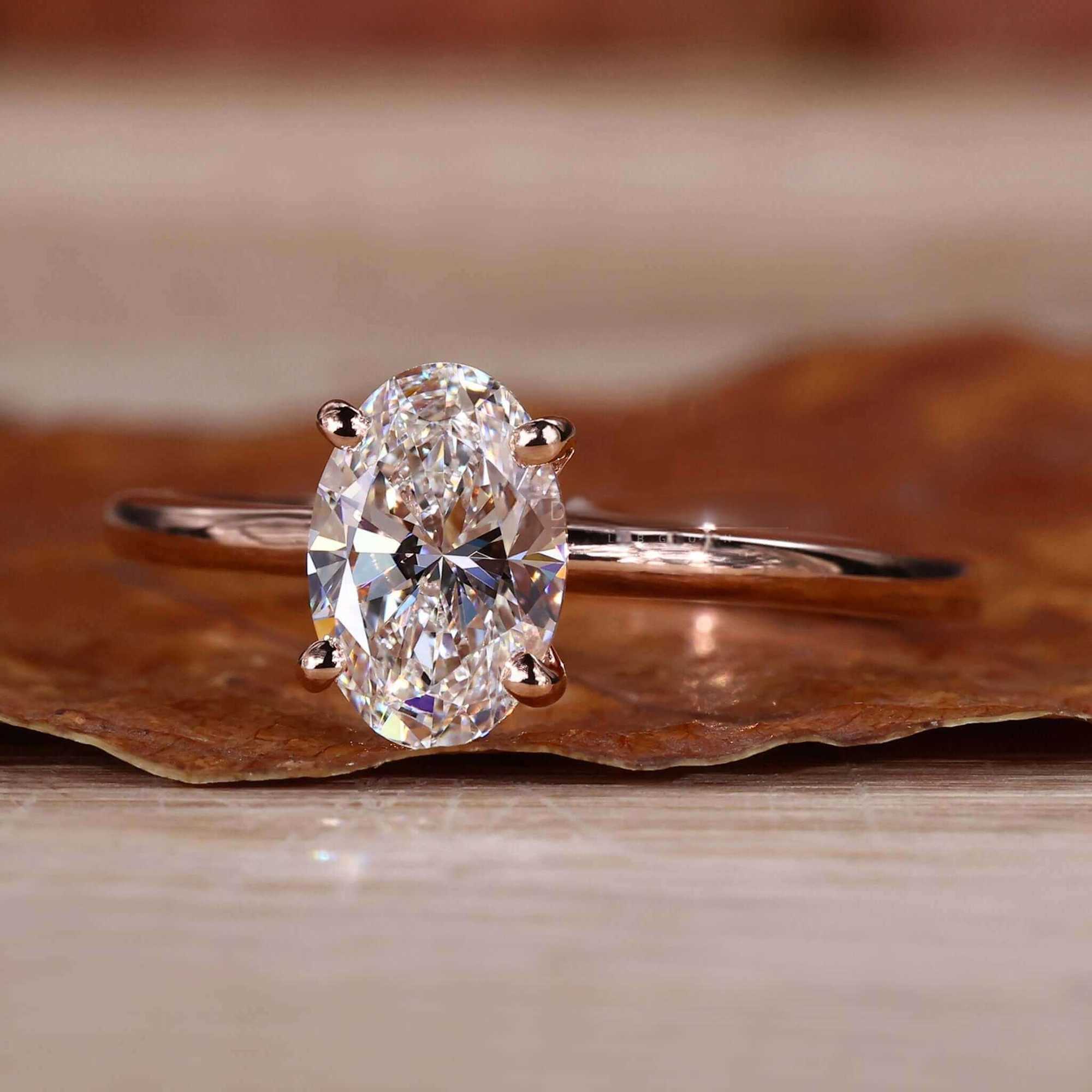 Classic Lab Grown Diamond Ring IGI Certificate 1CT 18K Yellow Gold Solitaire Oval Cut Engagement Ring
