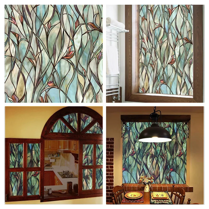 Window Privacy Film Adhesive Static Clings 3D Decorative Flower Stained Vinyl Glass Christmas Sticker 250106