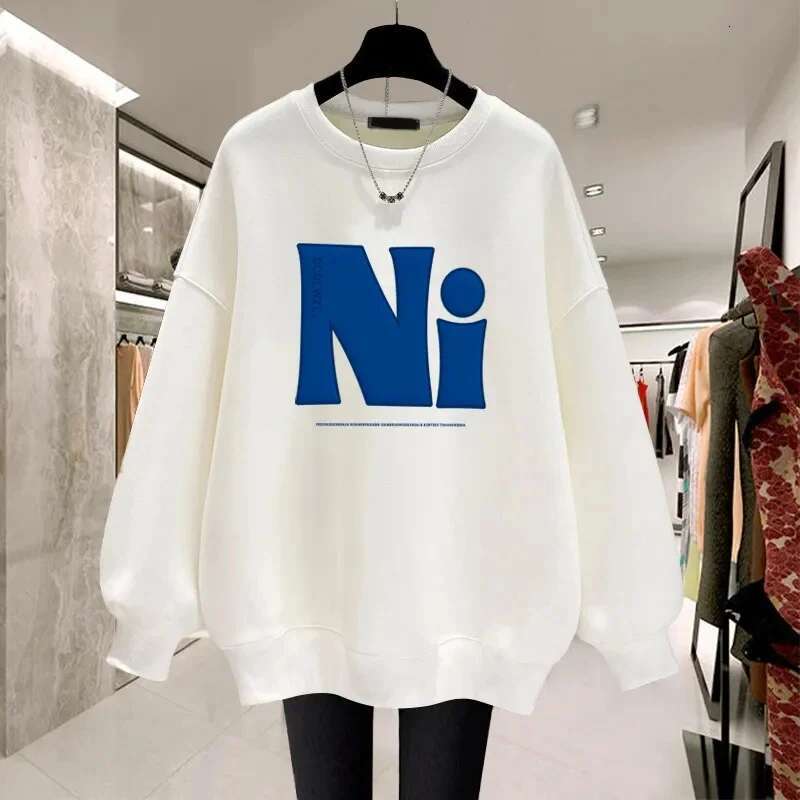 2025 Korean Women's Long Sleeve Designer Hoodie Retro Women's Round Neck Sweatshirt Autumn/winter Women's Loose Large 4XL Sweatshirt