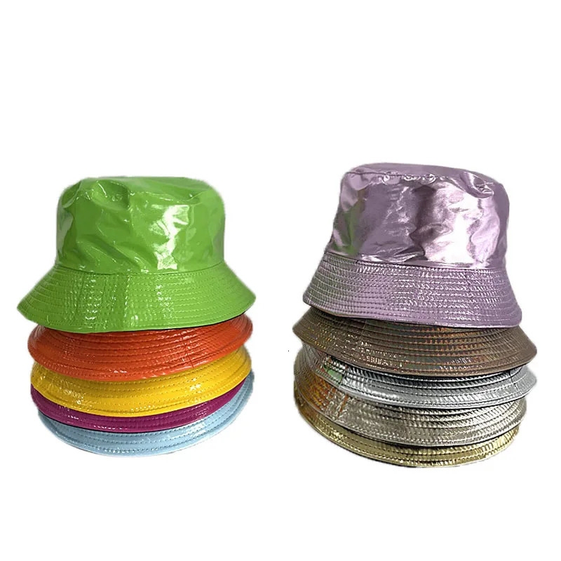 Fashion Bucket Hat Women Leather Solid Panama Caps Men Hiking Hat Fishing Cap Foldable Hip-Hop Street Waterproof Hat 250107