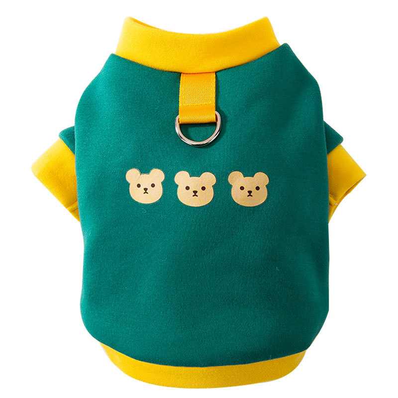 Spring and Autumn Cat Clothes Cartoon Three Little Bears Can Pull Dog Hoodies into Warm Clothing for Cats and Kittens