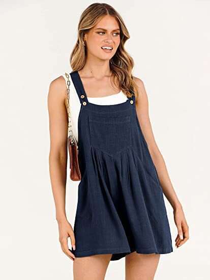 Women's Bagged Cotton And En Loose Casual Slimming Wide Leg Jumpsuit Shorts For Women