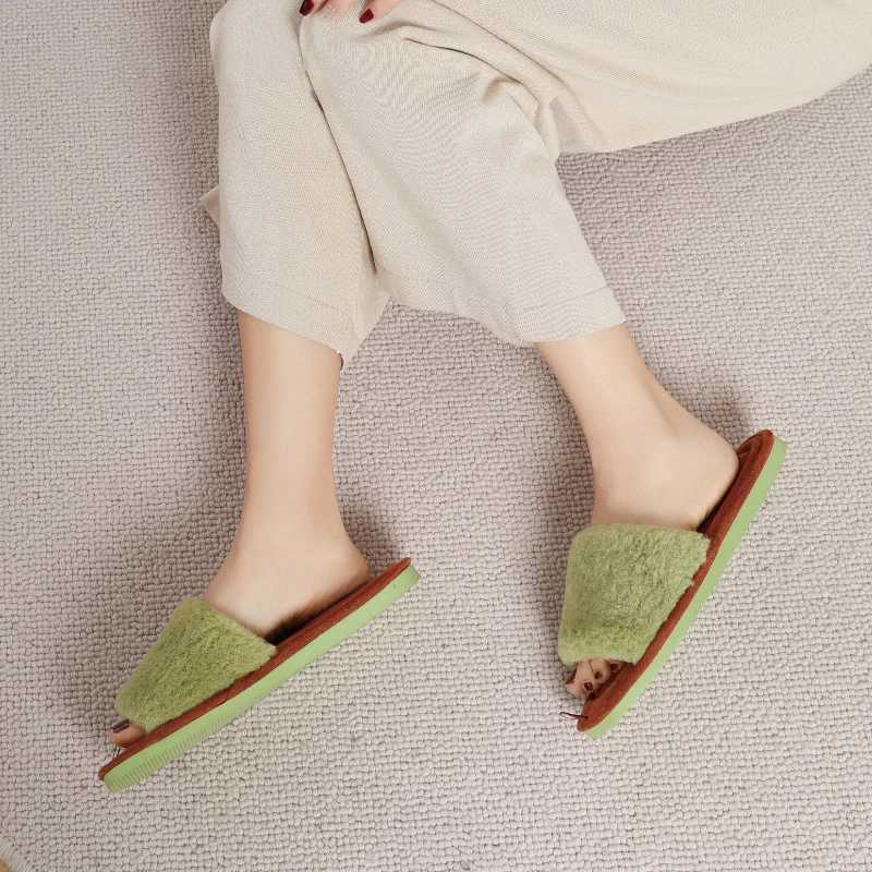 New Arrival Bebear Fashion Comfortable Womens Slippers Winter Warm Smooth Womens Indoor Fur Womens Slippers Warm Plush Womens Shoes T250108