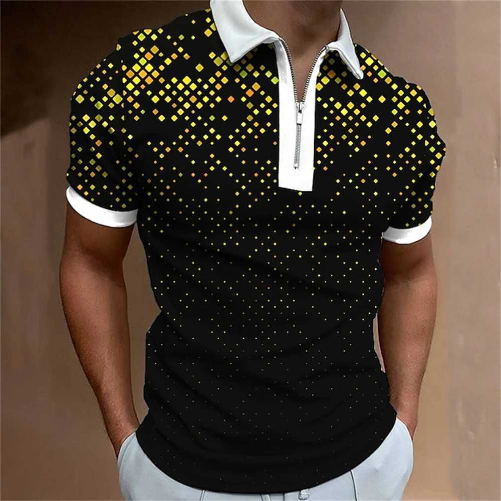 T-shirts Men Golf Quarter Zip Polo Street Collar Mens Tops Short Sleeve Streetwear Graphic Color Block Zipper Quarter SummerXJ250108