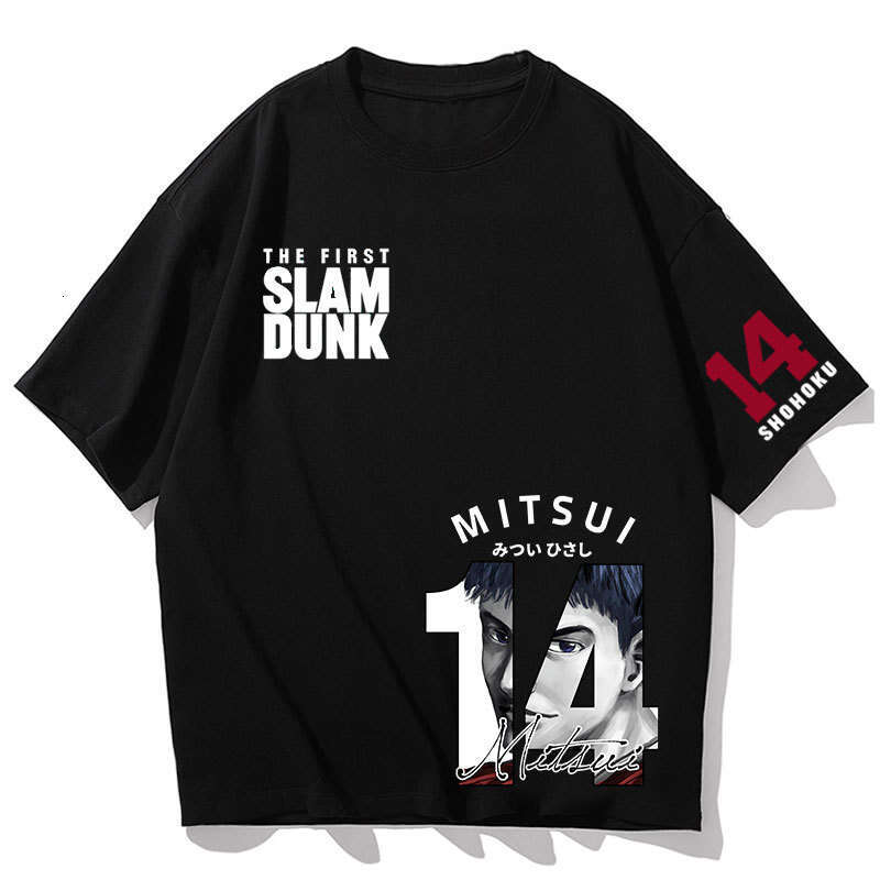 Slam Dunk Commemorative Mitsui Shou Parent Child Pure Cotton Short T-shirt Summer Loose Shoulder Style Anime Printed Half Sleeve