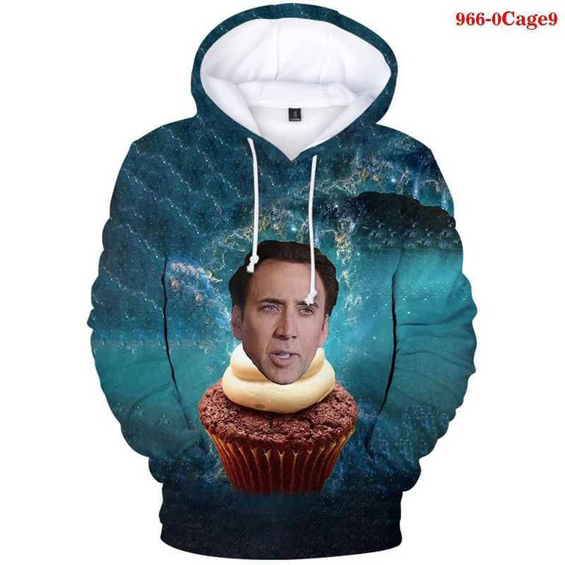 Nicolas Cage Face Hoodie Funny 3D Nicolas Kim Coppola Graphic Hooded Pulleys for Men New in Hoodies Sweatshirts W250108