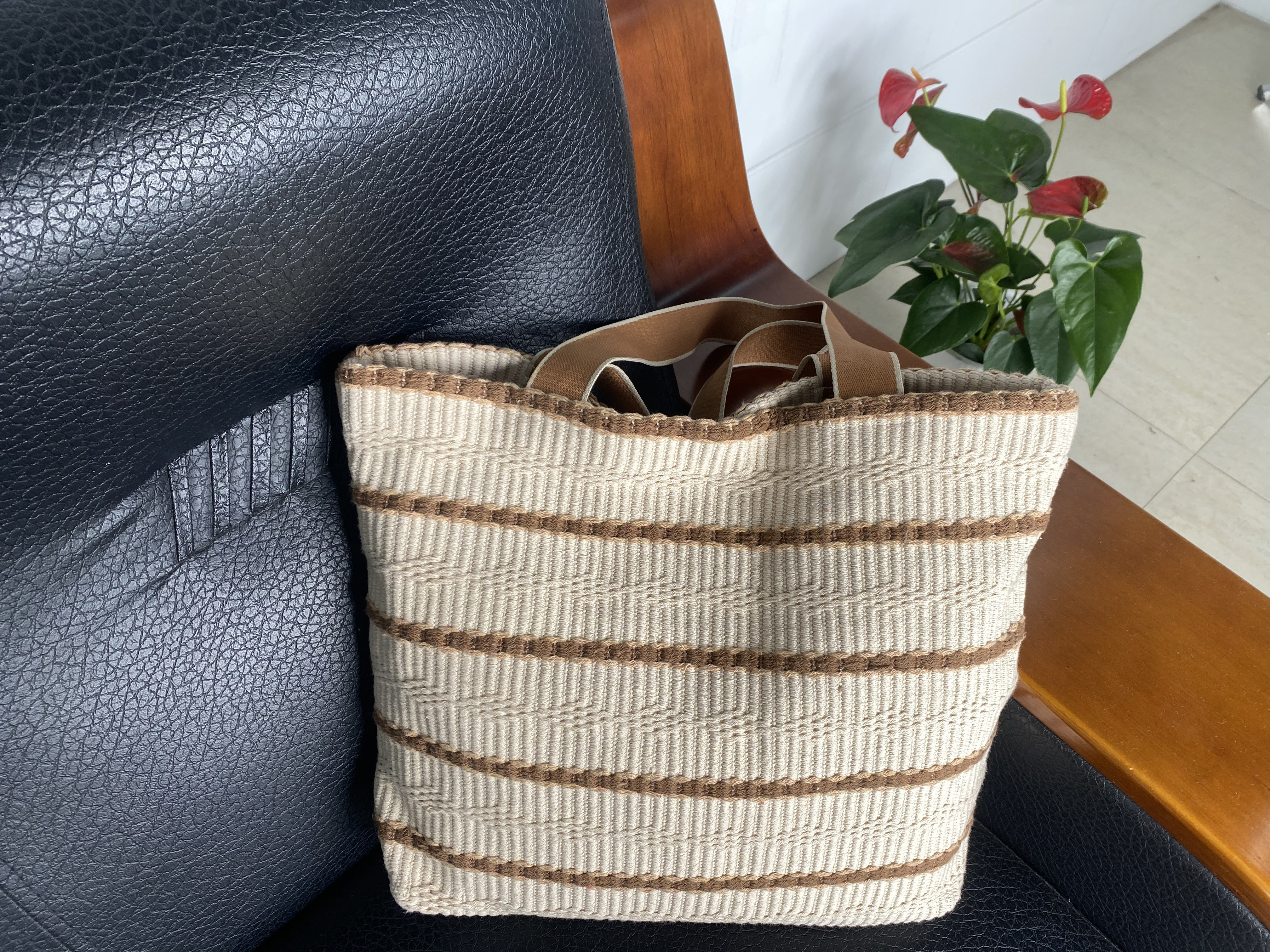 Vintage Handcrafted Weaved Rope Shoulder Pouch with Adjustable Strap