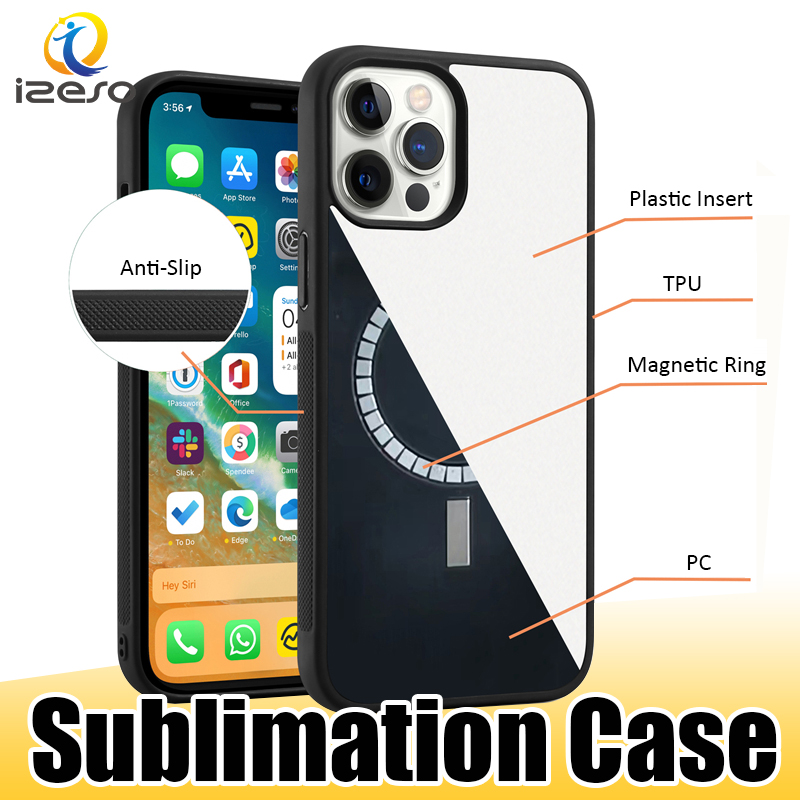 Blank MagSafe Sublimation Cases TPU PC DIY Heat Transfer Phone Case for iPhone 16 15 14 13 12 Pro Max 11 XR XS 8 with Plastic Inserts izeso
