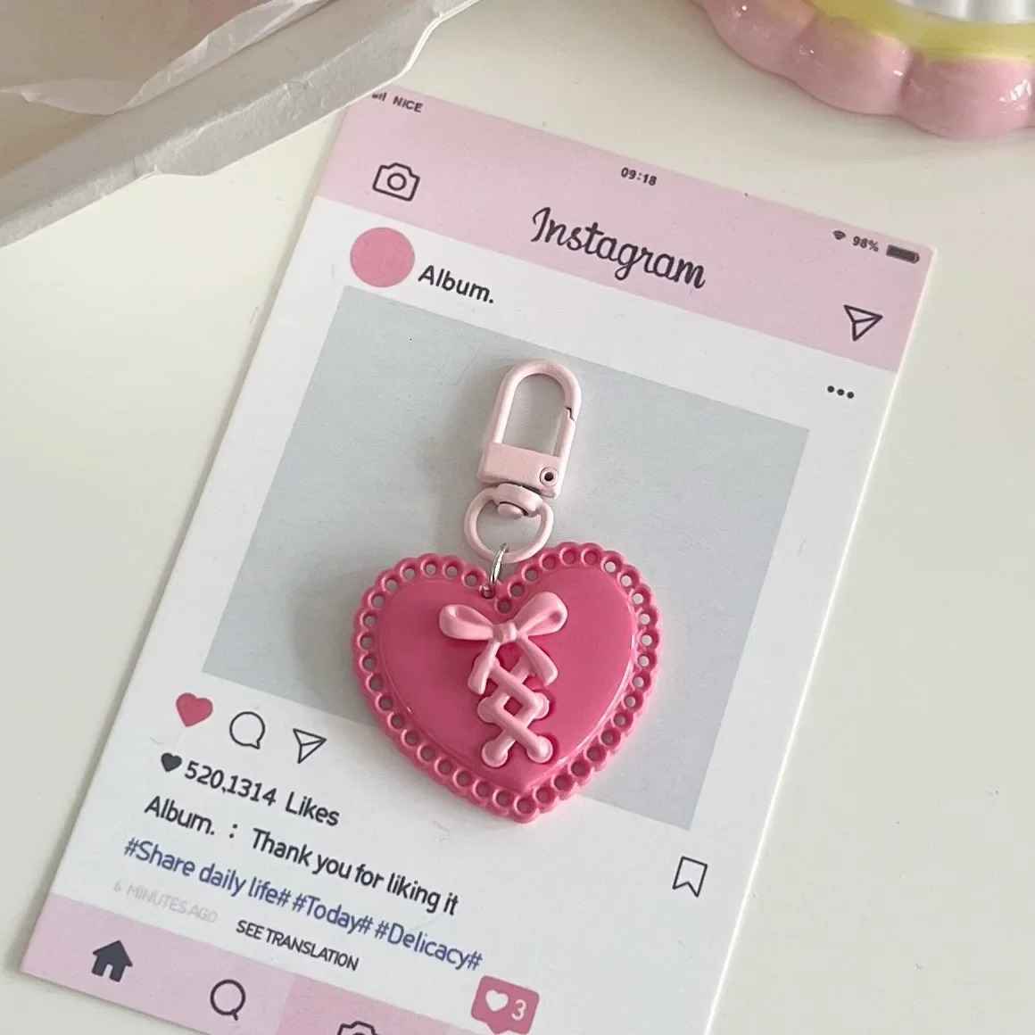 Y2k Pink Hollow Strap Star Heart Keychain for Women Sweet Pentagram Phone Keychain Bags Charms Pendant Decorative Ornament Gifts 250107