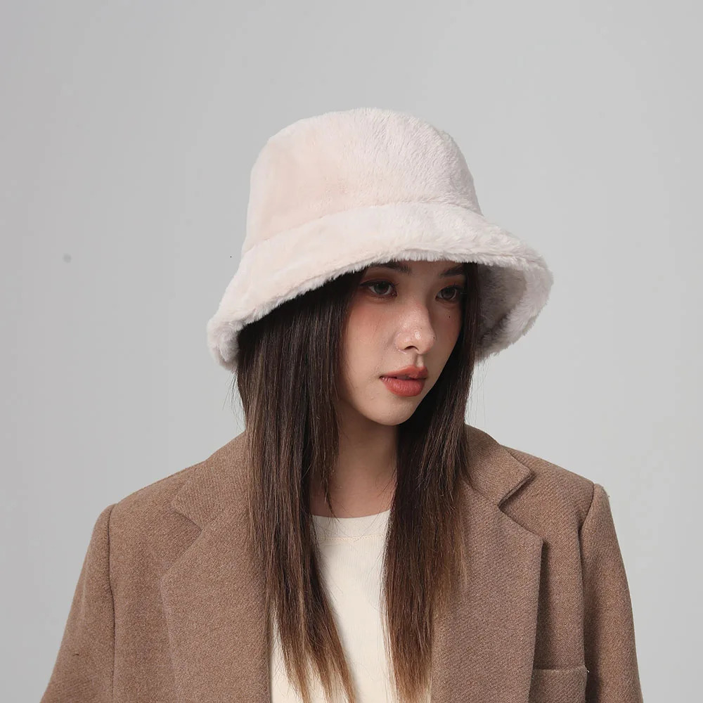 2024 Funny Fashion Autumn Winter Leopard Fur Bucket Hat sheep Ear Ball Plush Fisherman Hat Soft Warm Thick Basin Bucket Hats 250107