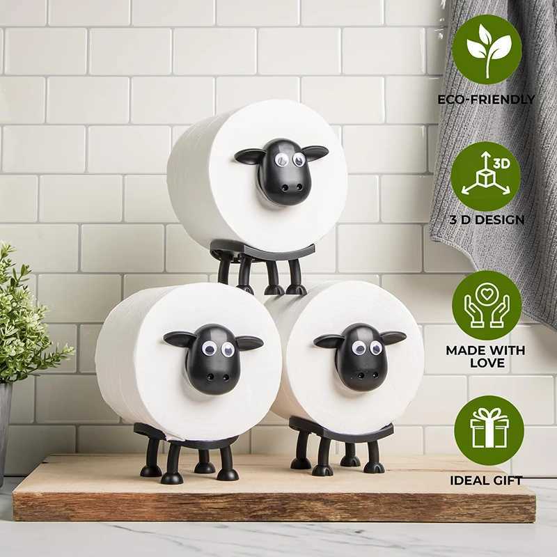 1/3 piece sheep toilet roll holder interesting toilet paper holder standing bathroom set black sheep roll holder cute bathroom decoration Y250107