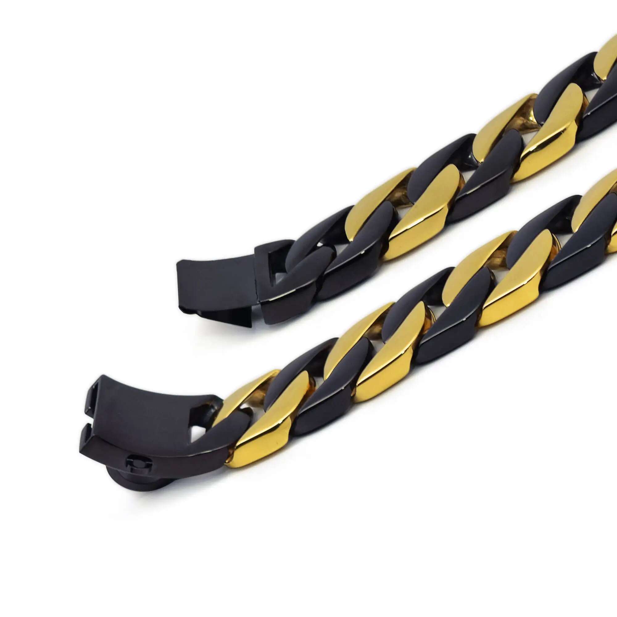 32Mm Strong Stainless Gold Black Dog Traction Rope Titanium Steel Necklace Collar For Training Pets