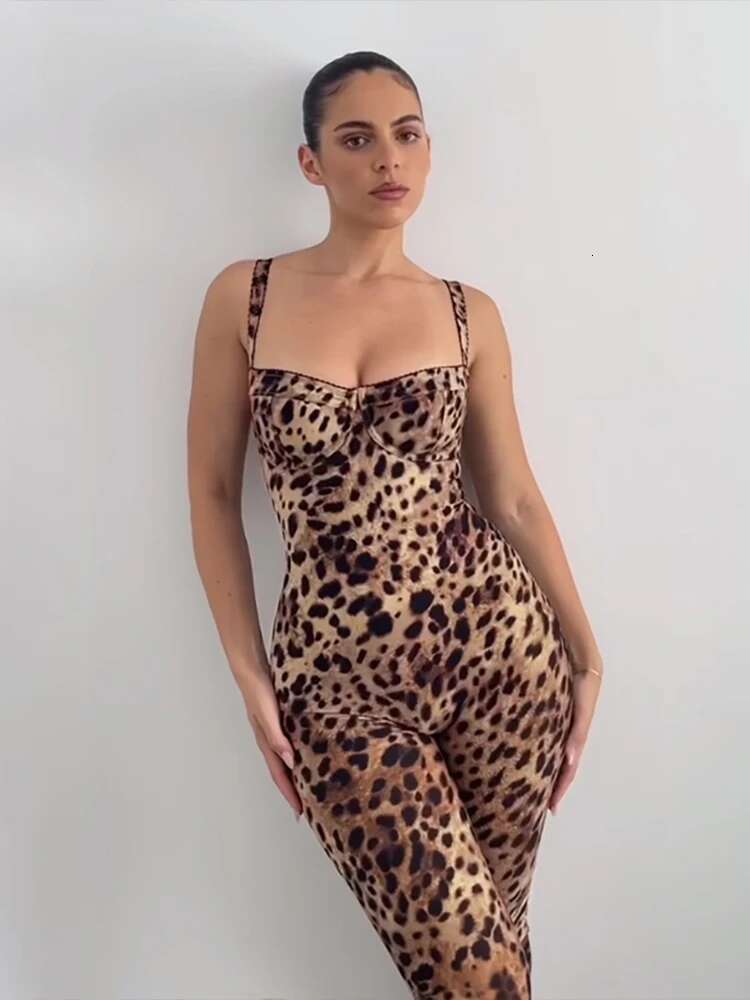 Weird Puss Jumpsuit Women 2025 Sexy Trend Leopard Print Sleeveless Street Fit Stretch Activity Workout Overalls