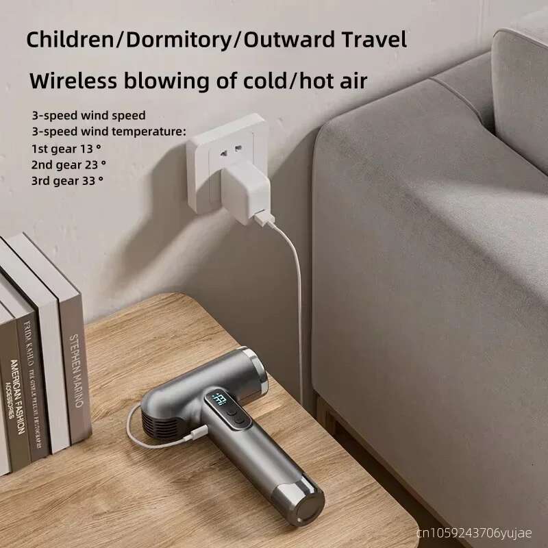 Stylish Cordless for Dorm/Travel Negative Ion Care Silent Hair Dryer USB Convenient Charging blow dryer