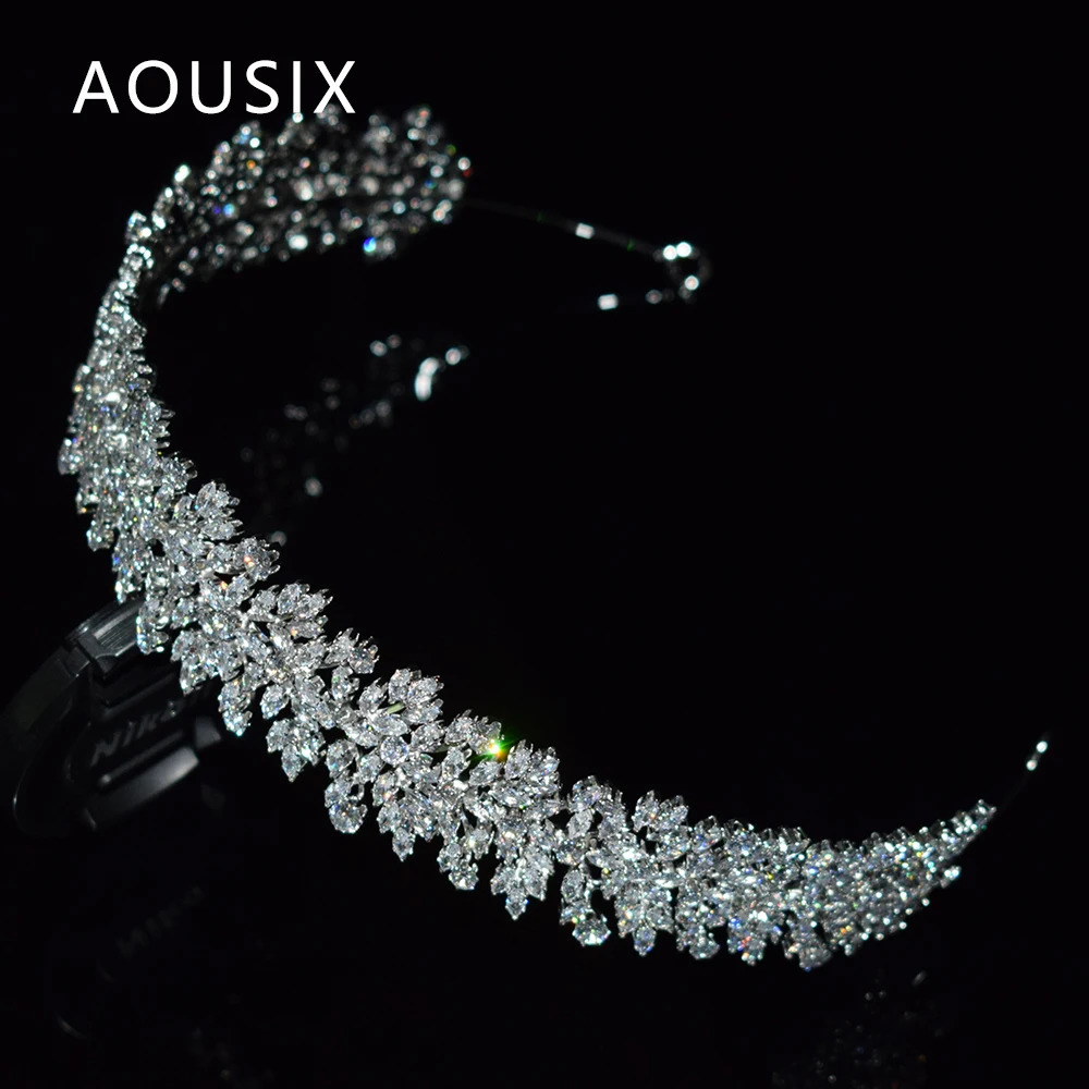 Cubic Zirconia Headbands Silver Color Bridal Crowns Elegant Headwear Prom Hair Wear Wedding Hair Accessories Party Jewelr 250107
